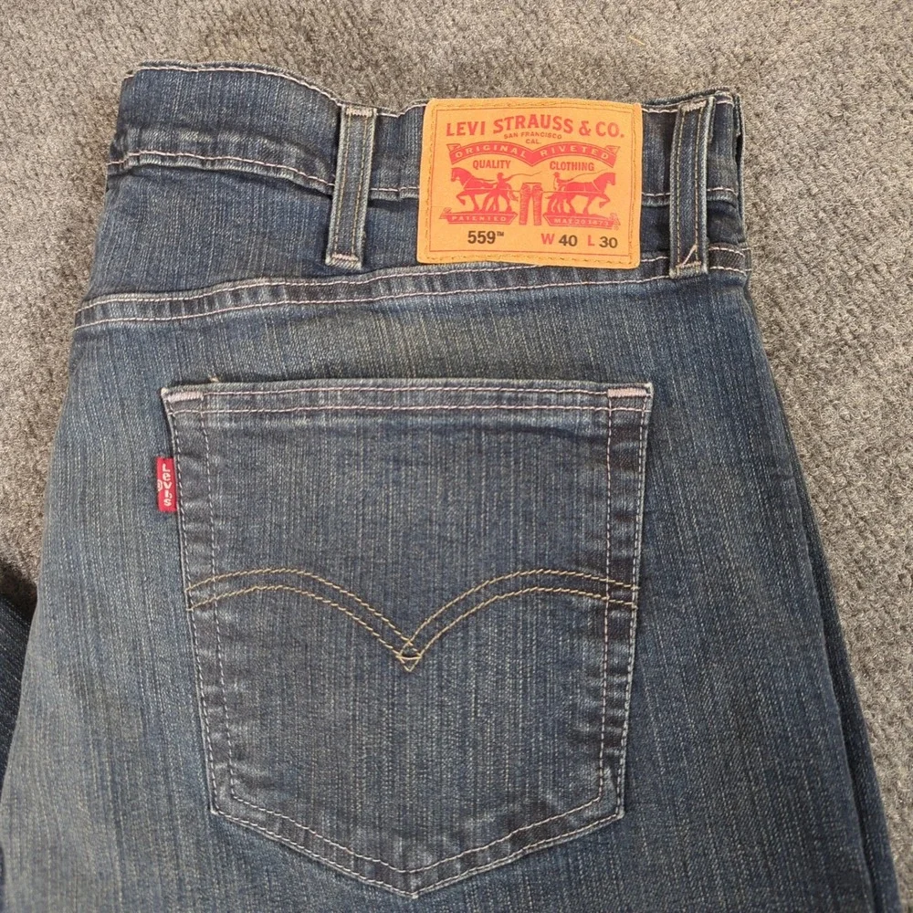 Levis 559 Relaxed Straight Jeans Men 40x30 Blue Denim WaterLess 00559-0463 #2694